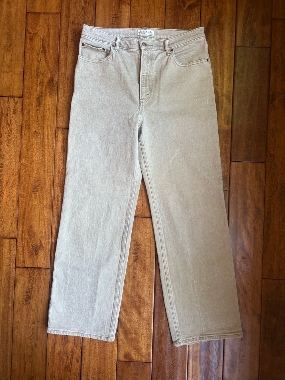 Abercrombie & Fitch Men's Light Beige Straight Jeans